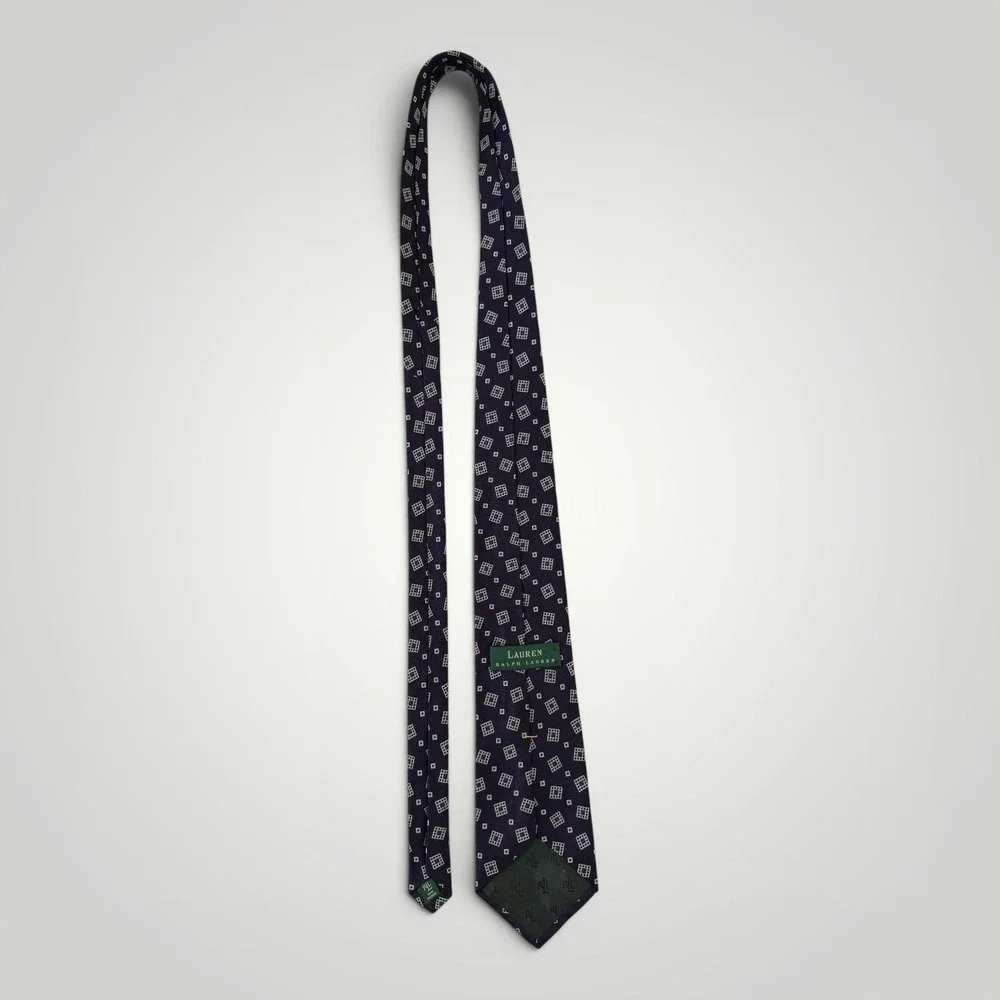 Lauren Ralph Lauren Silk Tie Purple Geometric USA Made‎ Classic Mens OS